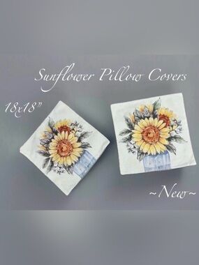 Sunflower Print Set of 2 18x18” Pillow Covers 🌻🆕🌻